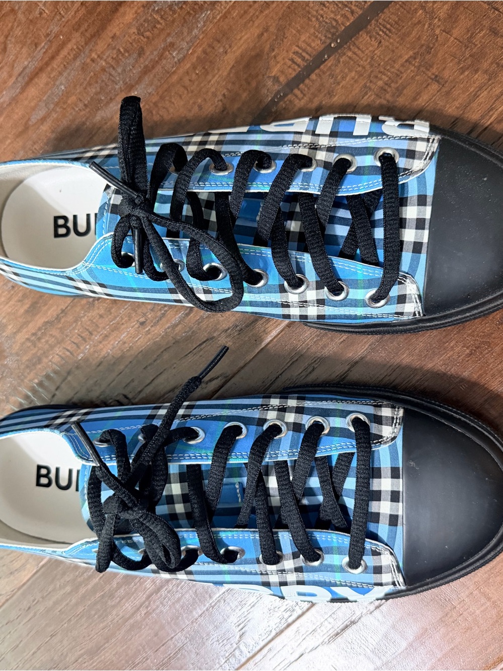 Blue Plaid men’s Sneakers with Black Toe - BURBERRY Style